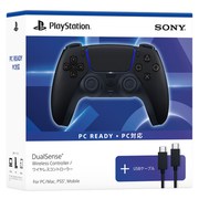 PS5 ワイヤレスコントローラー ミッドナイト ブラック + USBケーブル for PC CFIJ15502