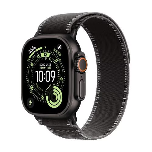 Apple Watch Ultra 3（GPS ＋ Cellularモデル）- 49mm MF1D4J/A ブラックチタニウムケースとブラック/チャコールトレイルループ - S/M