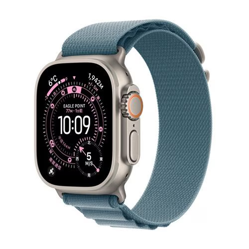 Apple Watch Ultra 3（GPS ＋ Cellularモデル）- 49mm MEWM4J/A ナチュラルチタニウムケースとライトブルーアルパインループ - M