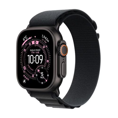 Apple Watch Ultra 3（GPS ＋ Cellularモデル）- 49mm MF0X4J/A ブラックチタニウムケースとブラックアルパインループ - L