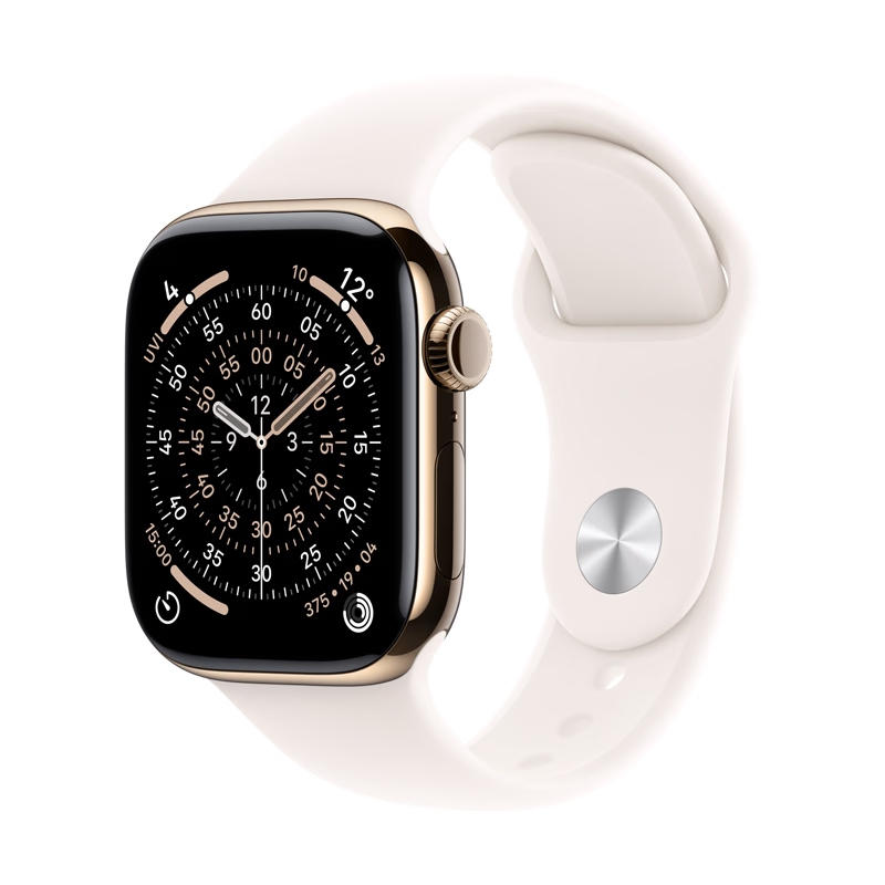 Apple Watch Series 11（GPS ＋ Cellularモデル）- 46mm MFD64J/A ゴールドチタニウムケースとライトブラッシュスポーツバンド - M/L