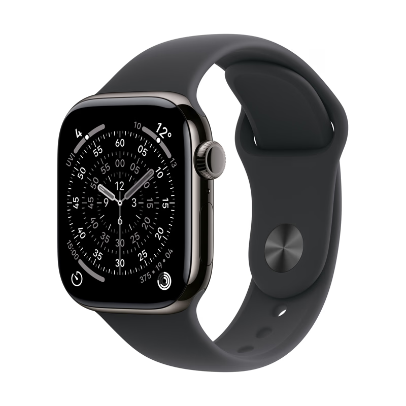 Apple Watch Series 11（GPS ＋ Cellularモデル）- 46mm MFD14J/A スレートチタニウムケースとブラックスポーツバンド - S/M