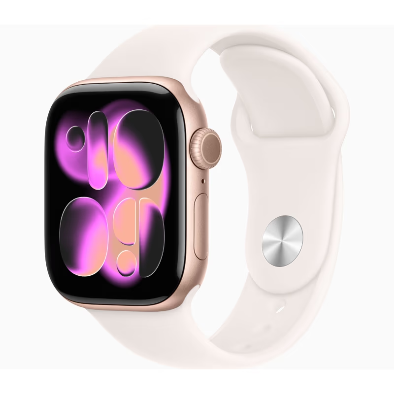 Apple Watch Series 11（GPS ＋ Cellularモデル）- 42mm MF8F4J/A ローズゴールドアルミニウムケースとライトブラッシュスポーツバンド - M/L