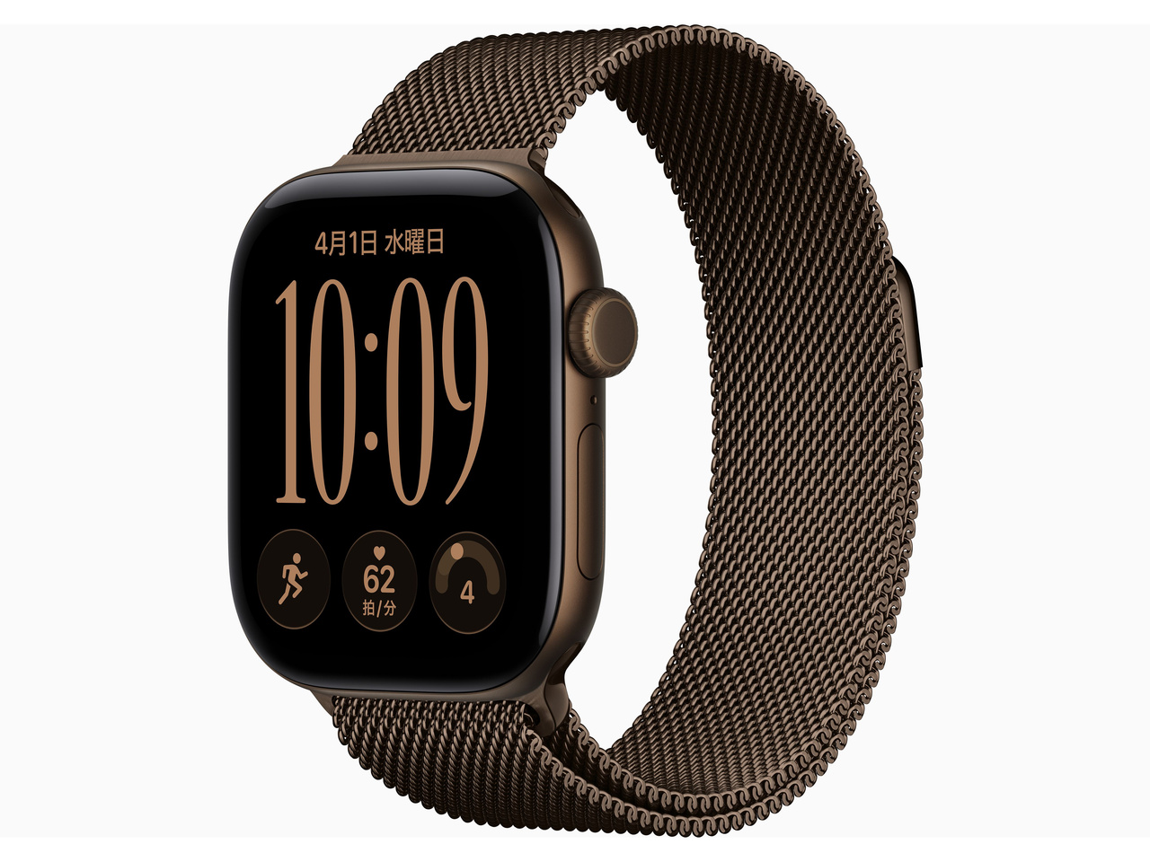 Apple Watch Series 12（GPSモデル）- 46mm MKD74X/A ダークブロンズアルミニウムケースとダークブロンズミラネーゼループ-S/M