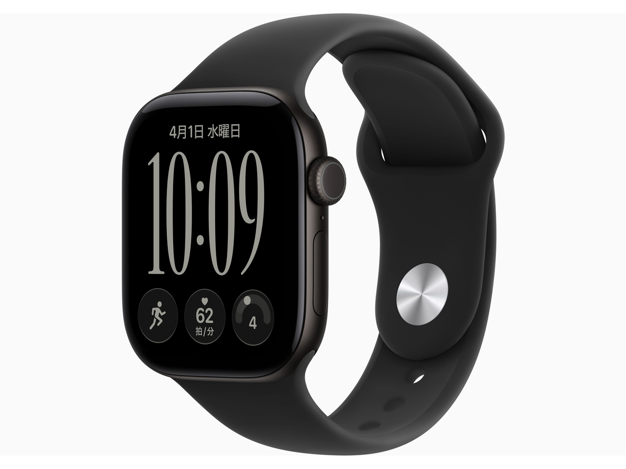 Apple Watch Series 12（GPSモデル）- 46mm MJEK4X/A ブラックアルミニウムケースとブラックスポーツバンド-S/M