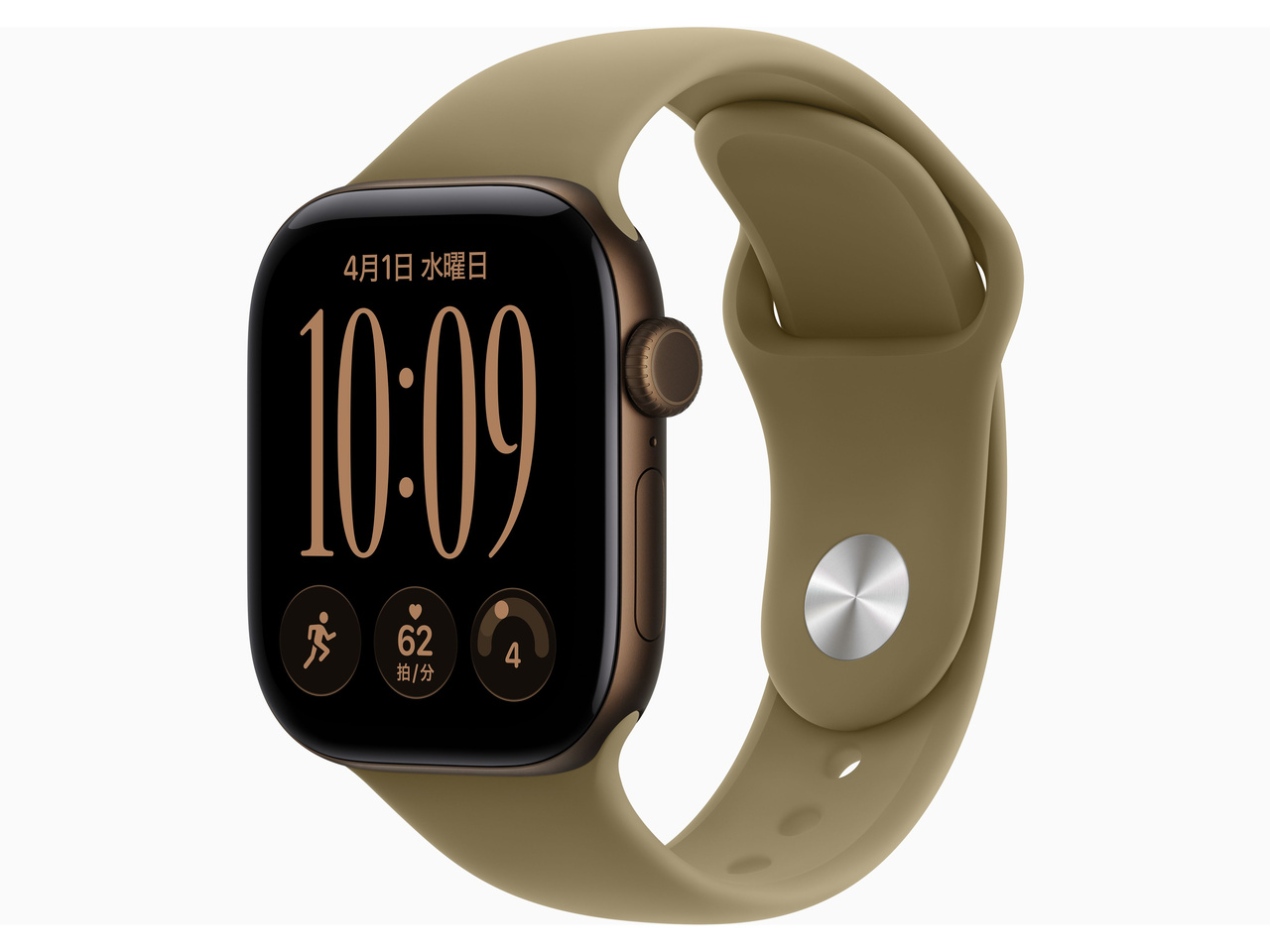 Apple Watch Series 12（GPS ＋ Cellularモデル）- 42mm MJG54X/A ダークブロンズアルミニウムケースとオリーブスポーツバンド-M/L