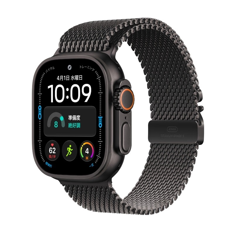 Apple Watch Ultra 4（GPS ＋ Cellularモデル）- 49mm MJAX4X/A ブラックチタニウムケースとブラックチタニウムミラネーゼループ L