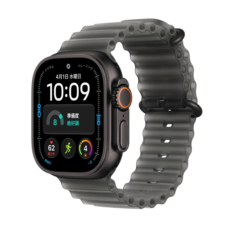Apple Watch Ultra 4（GPS ＋ Cellularモデル）- 49mm MJAY4X/A ブラックチタニウムケースとトランスルーセントブラックオーシャンバンド