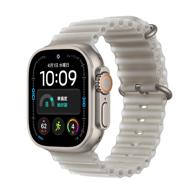 Apple Watch Ultra 4（GPS ＋ Cellularモデル）- 49mm MJAD4X/A ナチュラルチタニウムケースとトランスルーセントグレイオーシャンバンド