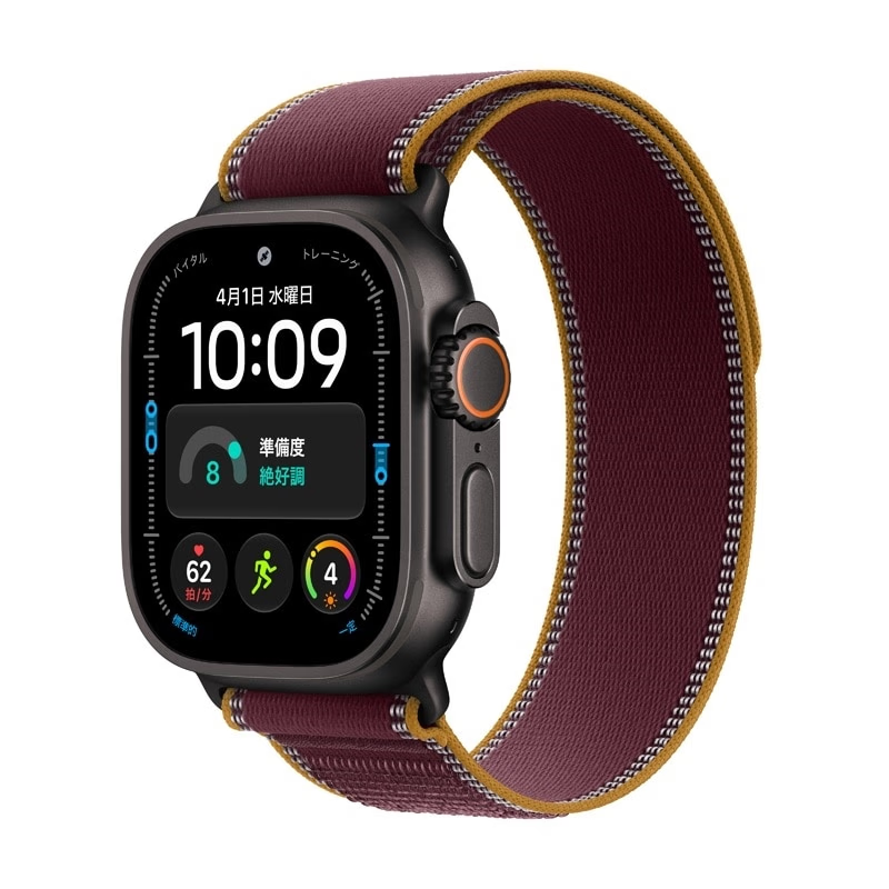 Apple Watch Ultra 4（GPS ＋ Cellularモデル）- 49mm MJC34X/A ブラックチタニウムケースとバーガンディトレイルループ-S/M